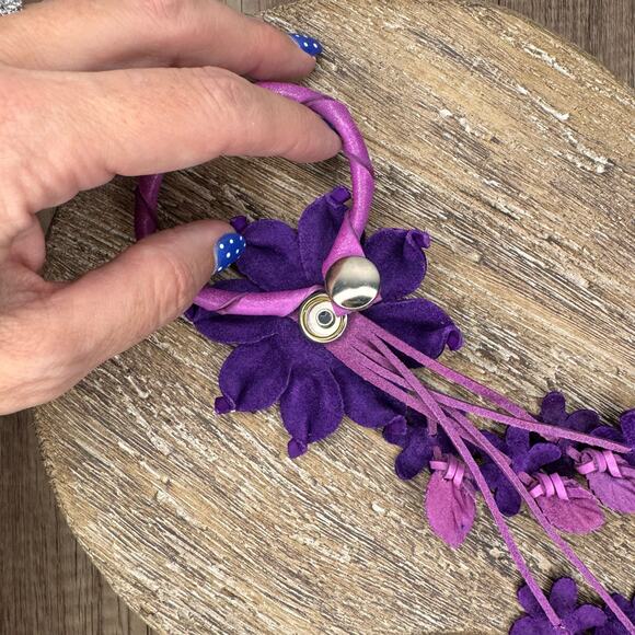 Genuine Leather Flower Purse Charm Leather Purple Spring Bag Charm NEW FAST SHIP - Picture 8 of 8